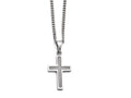 Chisel Stainless Steel Polished Grey Carbon Fiber Small Cross Necklace