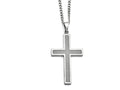 Chisel Stainless Steel Polished Grey Carbon Fiber Large Cross Necklace