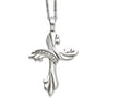 Chisel Stainless Steel Polished With CZs Cross Necklace