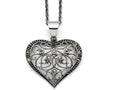 Chisel Stainless Steel Marcasite Textured Heart Necklace