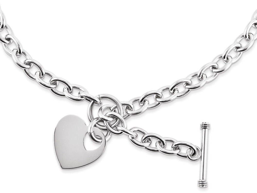 Chisel Stainless Steel Polished Heart Toggle Necklace