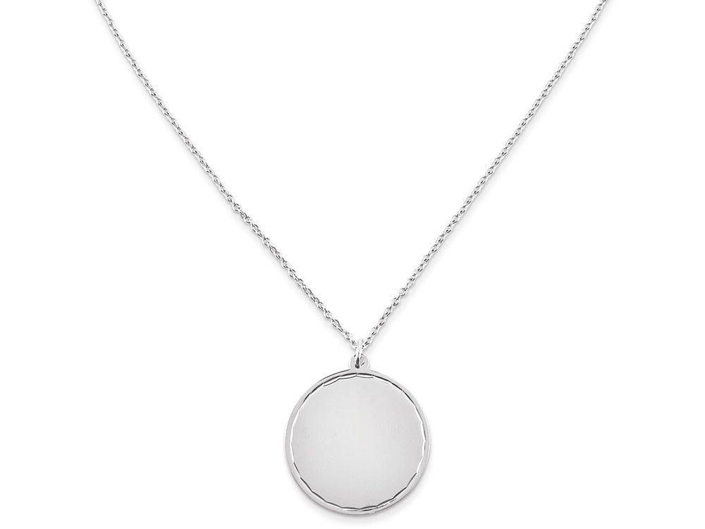 Chisel Stainless Steel Polished Engraveable Round Disc W/2in. Ext. Necklace