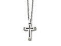 Chisel Stainless Steel Polished And Brushed Cut-out Cross Necklace