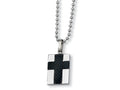 Chisel Stainless Steel Carbon Fiber Cross Necklace - 22 inches