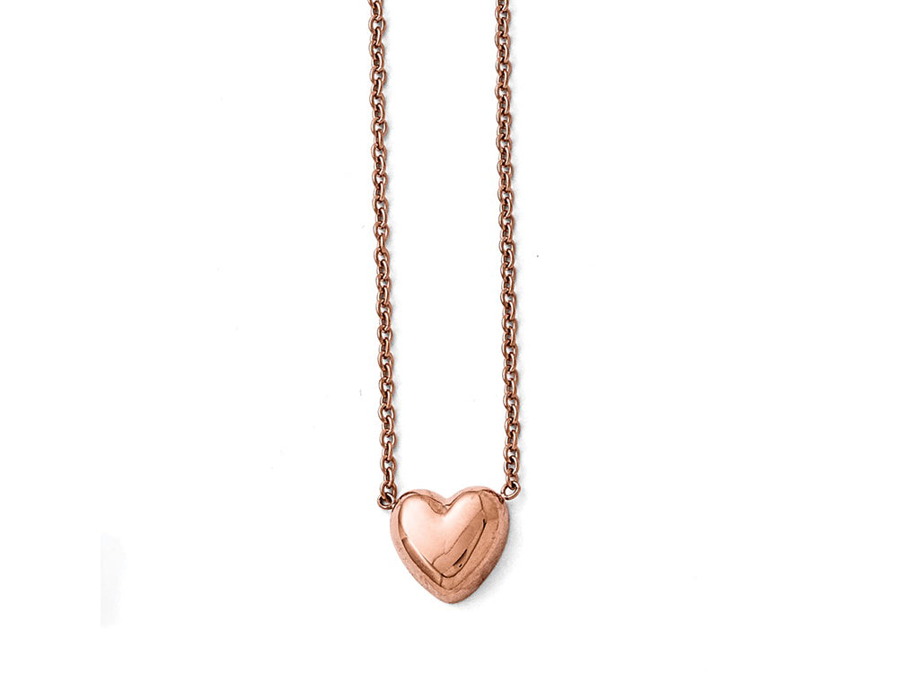 Chisel Stainless Steel Polished Pink Ip-plated Heart Necklace
