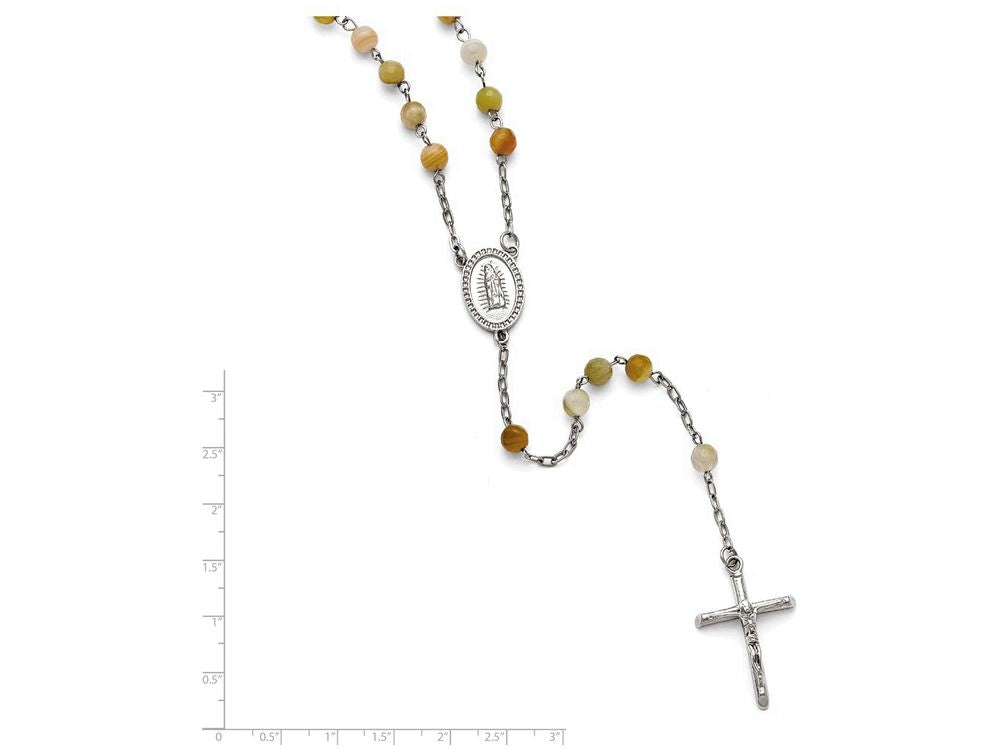 Chisel Stainless Steel Polished Agate Rosary