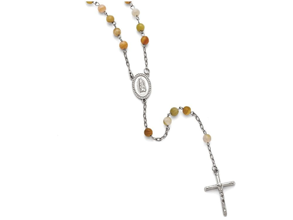 Chisel Stainless Steel Polished Agate Rosary