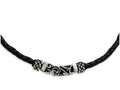 Chisel Stainless Steel Black Leather W/antiqued Beads Necklace