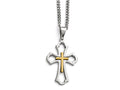 Chisel Stainless Steel Yellow Ip-plated Cross Brushed/polished Necklace