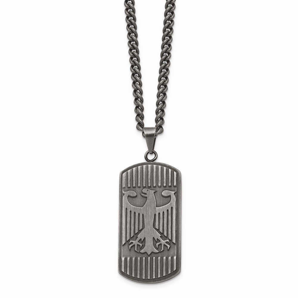 Chisel Stainless Steel Antiqued Brushed Eagle Necklace