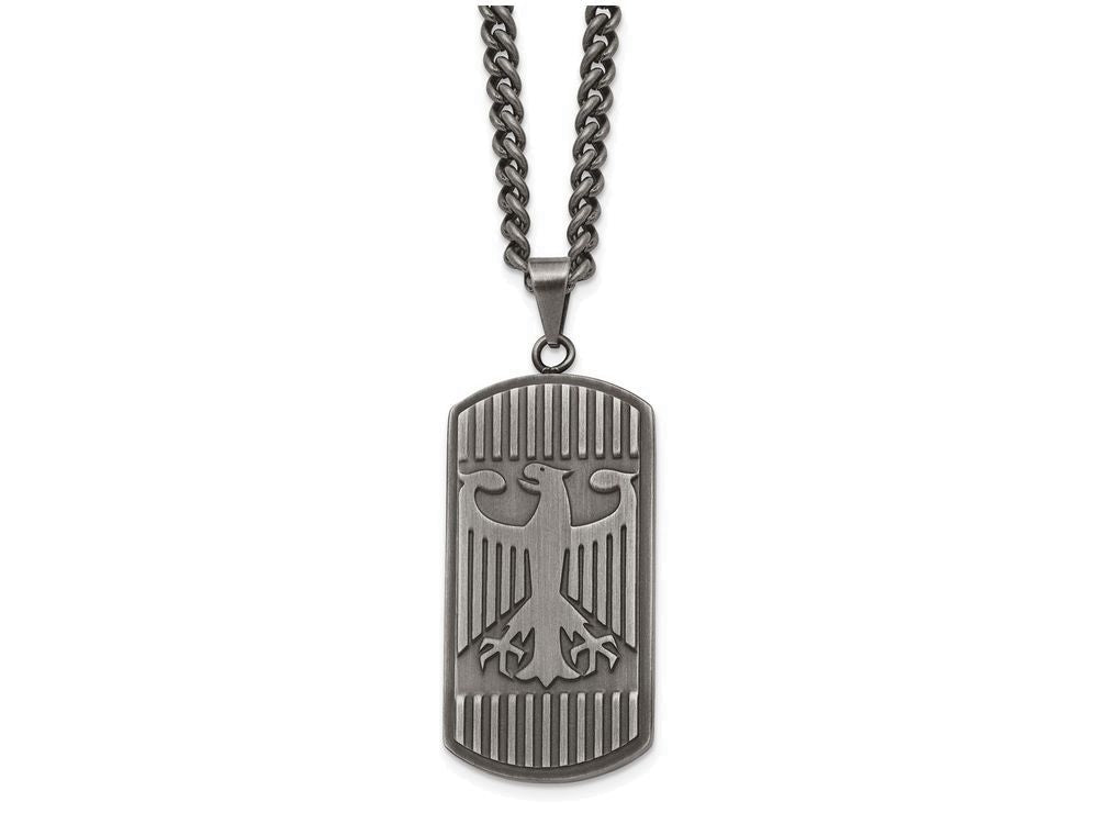 Chisel Stainless Steel Antiqued Brushed Eagle Necklace