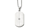 Chisel Stainless Steel Brushed And Polished W/cz Necklace
