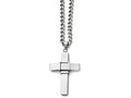 Chisel Stainless Steel Polished And Brushed Cross Necklace