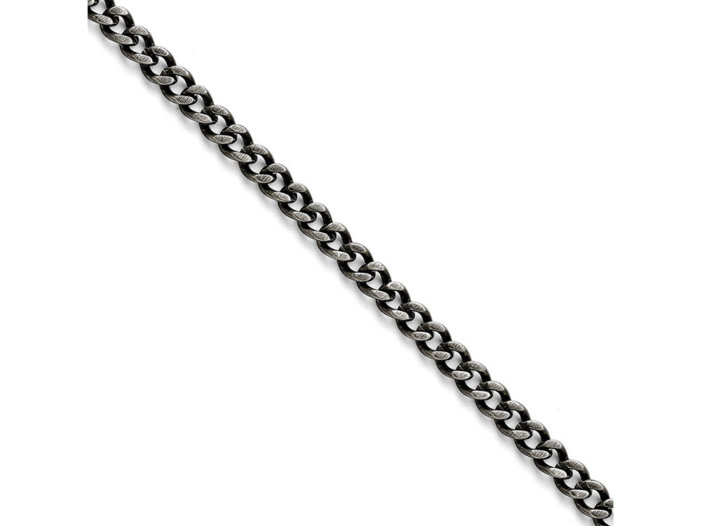 Chisel Stainless Steel 7.50mm Oxidized Curb Chain Bracelet