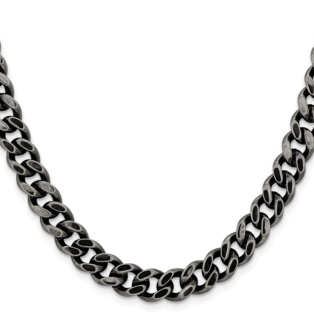 Chisel Stainless Steel 9.25mm Oxidized Curb Chain Bracelet 9 Inch length