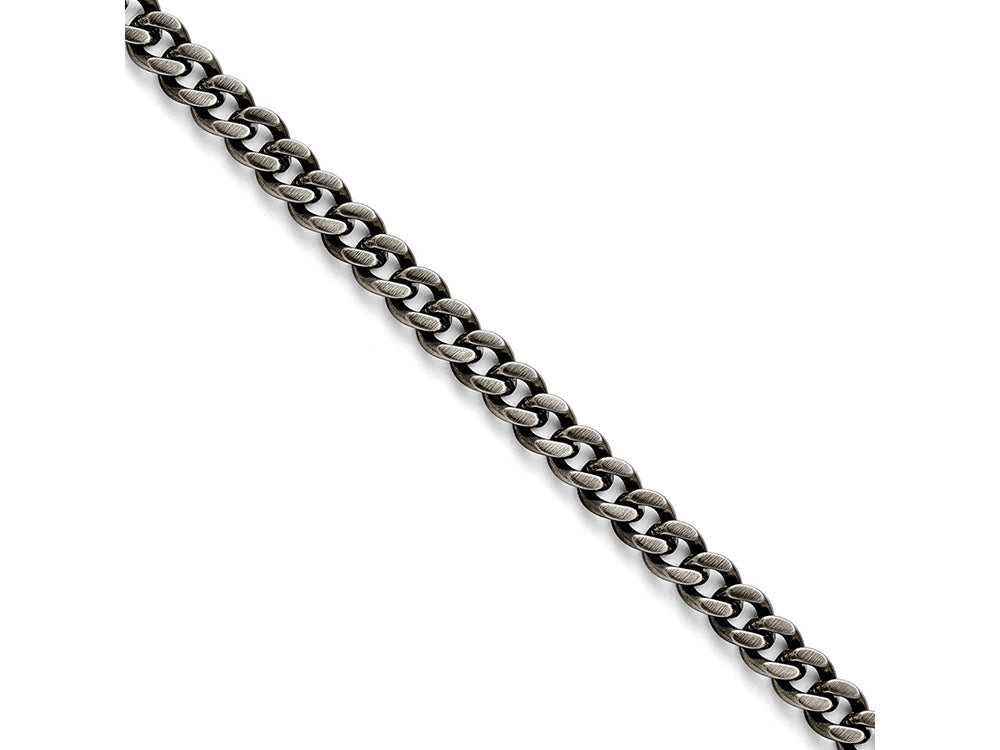 Chisel Stainless Steel 9.25mm Oxidized Curb Chain Bracelet 9 Inch length