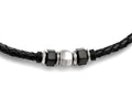 Chisel Stainless Steel Brushed Leather Black Ip-plated and Rubber Necklace