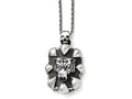 Chisel Stainless Steel Antiqued Skull And Tiger Necklace