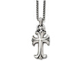 Chisel Stainless Steel Antiqued Cross Necklace with (4mm width Chain)