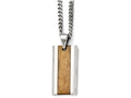 Chisel Stainless Steel Polished Wood Inlay Enameled Necklace