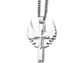Chisel Stainless Steel Polished/brushed Cross With Wings Necklace