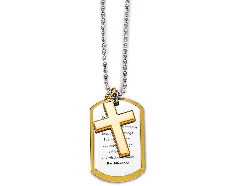 Chisel Stainless Steel Polished Yellow Ip-plated Serenity Prayer Necklace