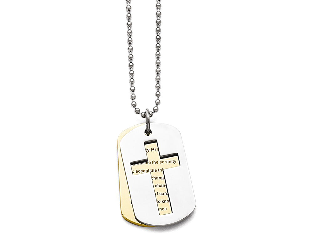 Chisel Stainless Steel Polished Yellow Ip-plated Serenity Prayer Necklace