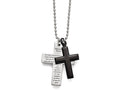 Chisel Stainless Steel Polished Black Ip-plated Lord's Prayer Cross Necklace