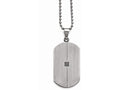 Chisel Stainless Steel Matte/antiqued 0.04ct.tw Diamond Dog Tag Necklace