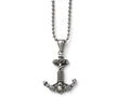 Chisel Stainless Steel Polished And Antiqued Anchor Necklace