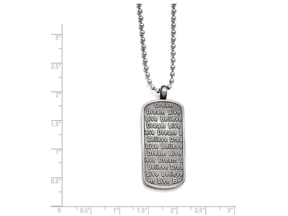 Chisel Stainless Steel Matte/antiqued Live/dream/believe Necklace