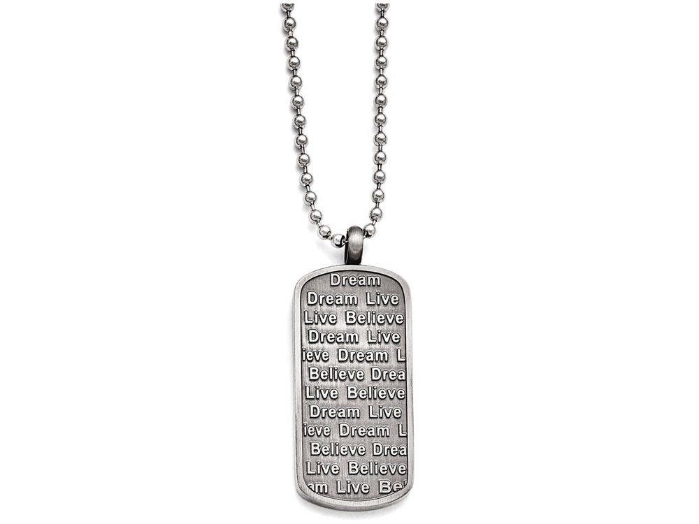 Chisel Stainless Steel Matte/antiqued Live/dream/believe Necklace