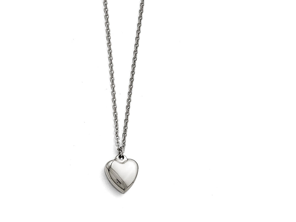 Chisel Stainless Steel Polished Heart W/1.50in. Ext. Necklace