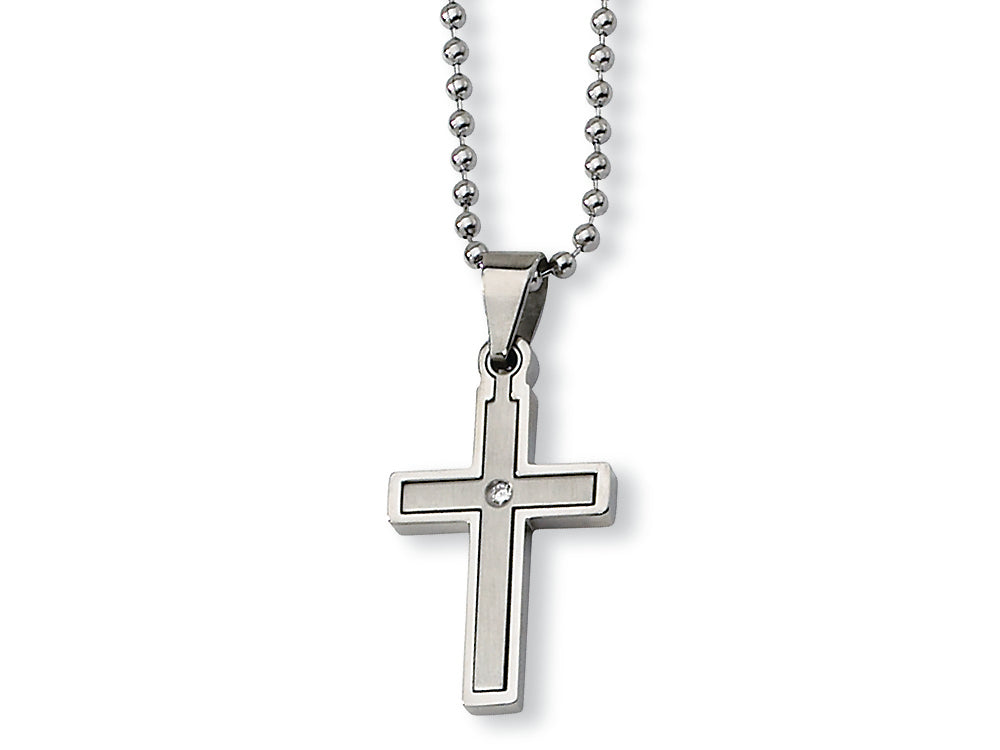 Chisel Stainless Steel Diamond Accent Cross Necklace - 22 inches