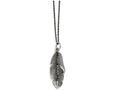 Chisel Stainless Steel Polished/antiqued Feather W/black CZ Necklace