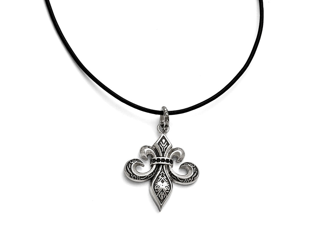 Chisel Stainless Steel And Polished Fleur De Lis Necklace