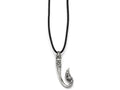 Chisel Stainless Steel Polished And Antiqued Hook Necklace
