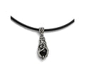 Chisel Stainless Steel Polished/antiqued Moveable Black Agate Necklace