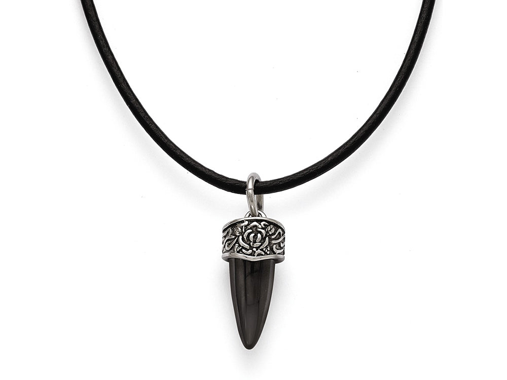 Chisel Stainless Steel Polished/antiqued Black Ip-plated Claw Necklace
