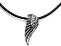 Chisel Stainless Steel Polished And Antiqued Wing Necklace