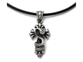 Chisel Stainless Steel Polished And Antiqued Snake And Cross Necklace