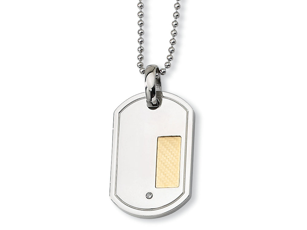 Chisel Stainless Steel 18k Gold and Diamond Accent Necklace - 24 inches