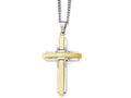 Chisel Stainless Steel Polished Yellow Ip-plated Cross Necklace