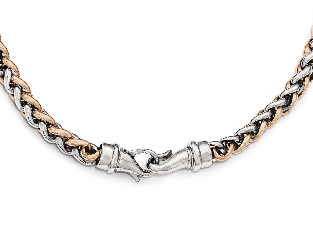 Chisel Stainless Steel Polished Rose Ip-plated 24in Necklace