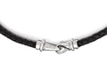 Chisel Stainless Steel Polished Woven Black Leather Necklace