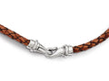 Chisel Stainless Steel Polished Woven Brown Leather Necklace