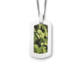Chisel Stainless Steel Polished Printed Green Camo Under Rubber Necklace