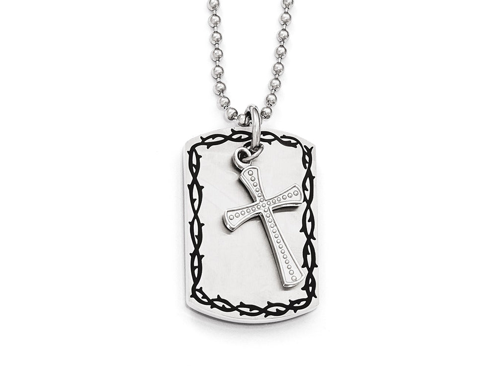 Chisel Stainless Steel Brushed, Polished And Antiqued 2 Piece Necklace