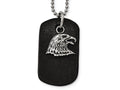 Chisel Stainless Steel Polished And Antiqued Leather Necklace