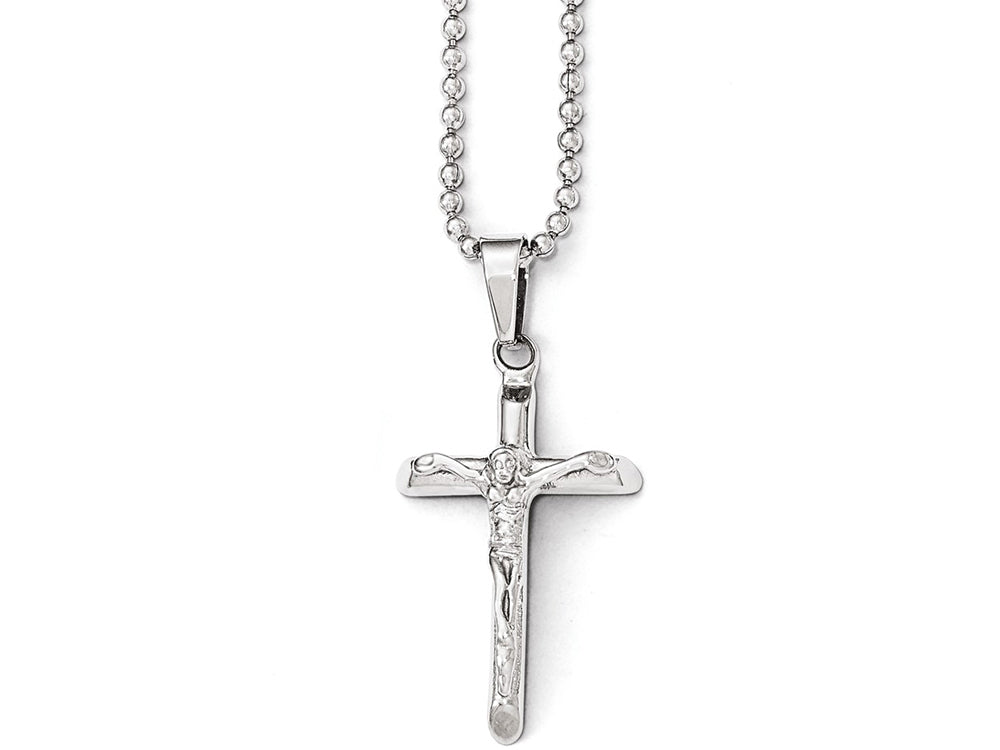 Chisel Stainless Steel Polished Cross W/jesus Necklace